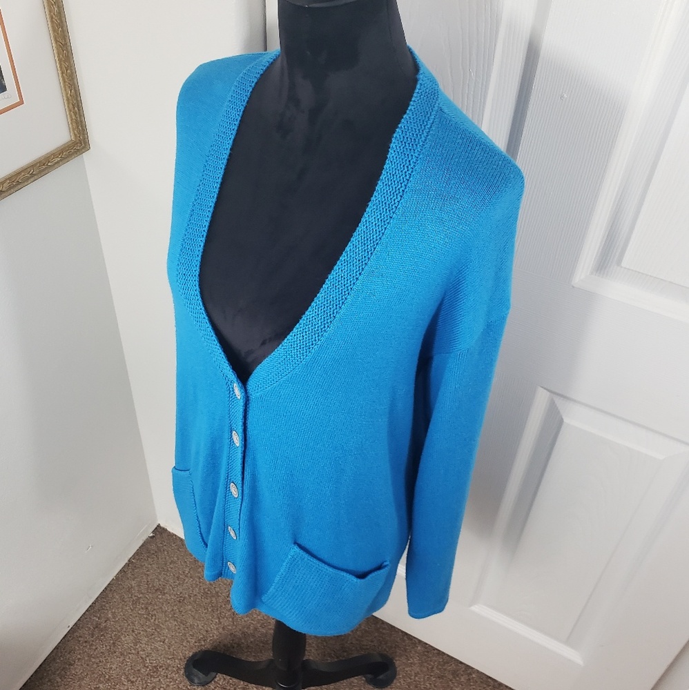 J. Jill Sky Blue Button Up Sweater sz Medium